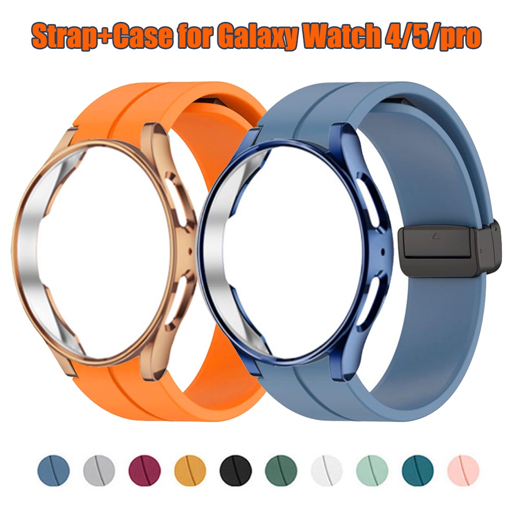 Original Silicone Strap+Case For Samsung Watch 4/5 40mm 44mm Watch 5