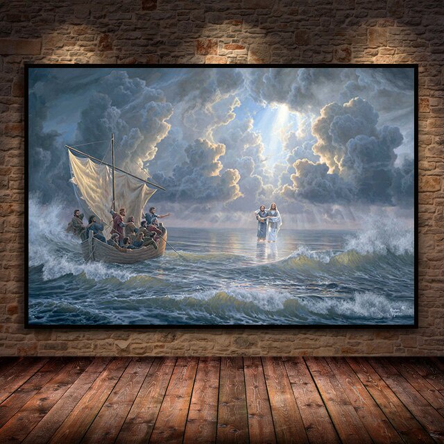 Jesus Christ Walking On Water Canvas Painting Poster and Prints ...