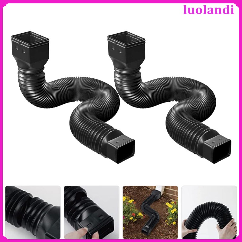 Drain Hose Outdoor Trash Downpipe Extender Retractable Gutter Kit Black