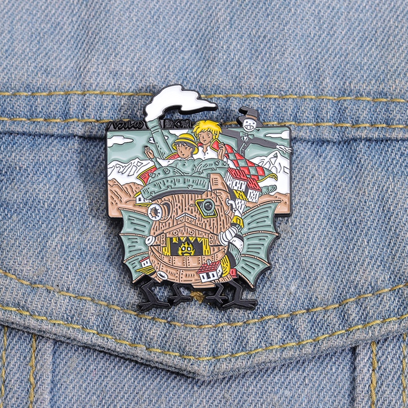 Cartoon Anime Peripheral Enamel Lapel Pin Howl's Moving Castle Anime ...