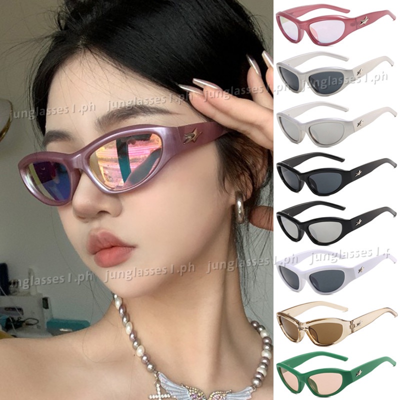 Hip Hop Punk Y2k Wrap Around Sunglasses Women Men Five Pointed Star Decoration Cyberpunk Sports 1082