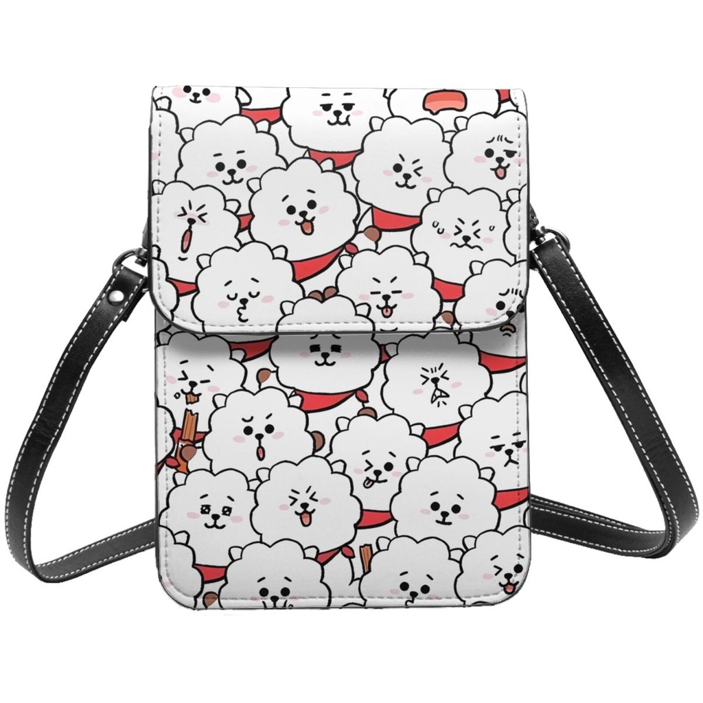 BT21 BTS Women Messenger Bag Fashion Phone Shoulder Bag Small Leather Phone Wallet
