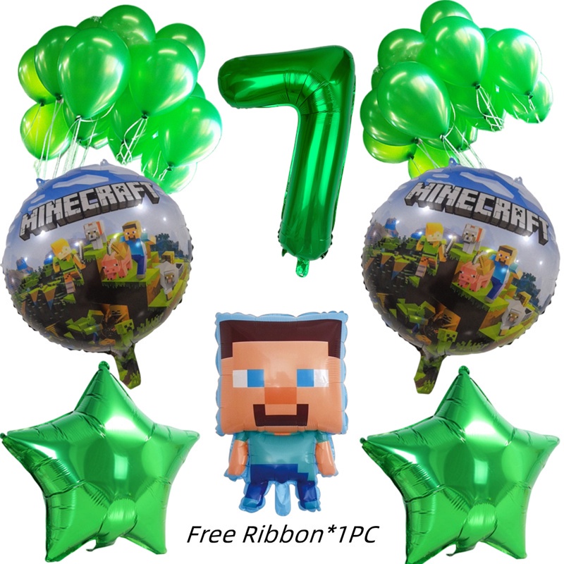 27pcs Set Minecraft Balloons Party Decorations Steven Foil Balloon 18 ...