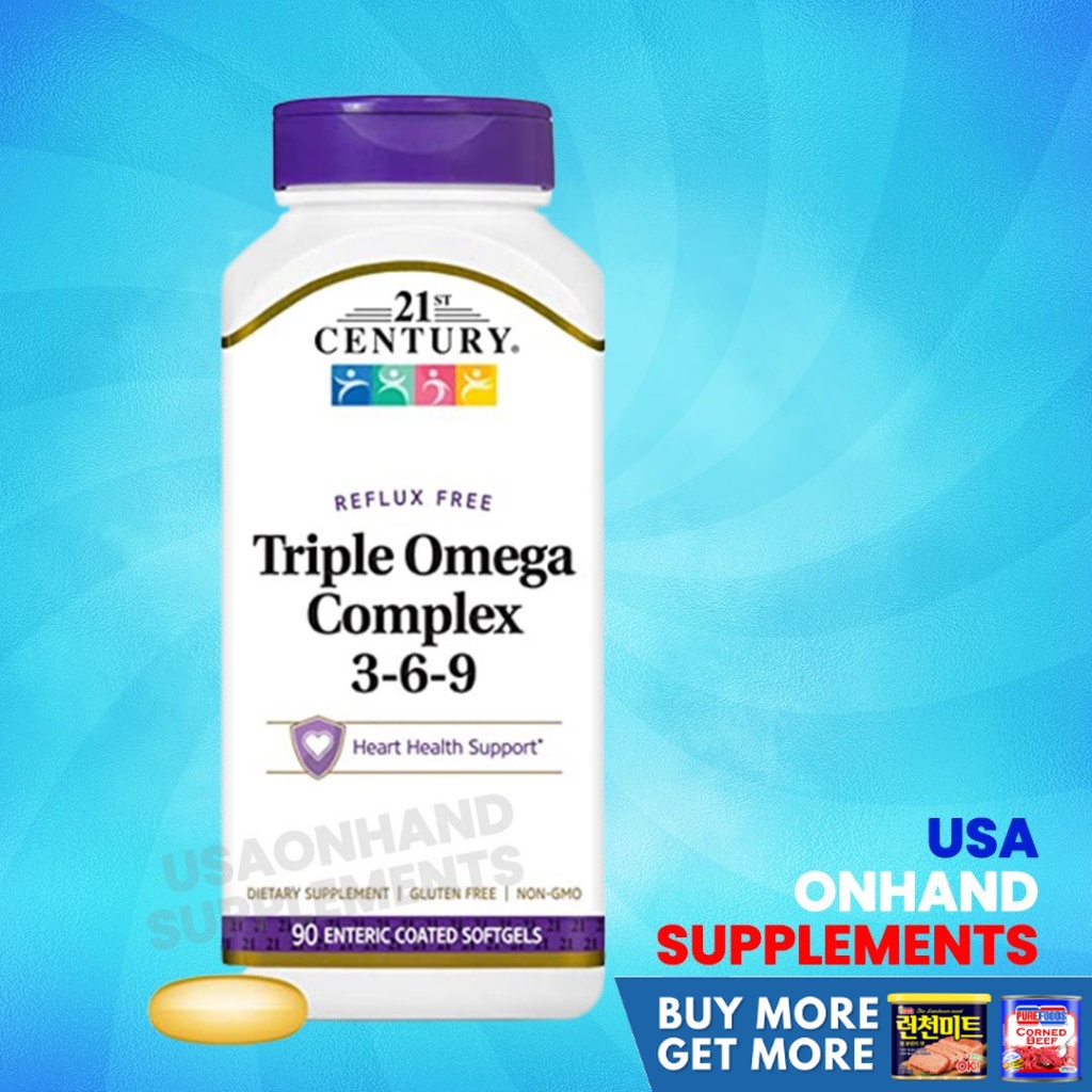 USA Onhand 21st Century Triple Omega Complex 369, Flaxseed Oil, Norwegian Cod Liver Heart