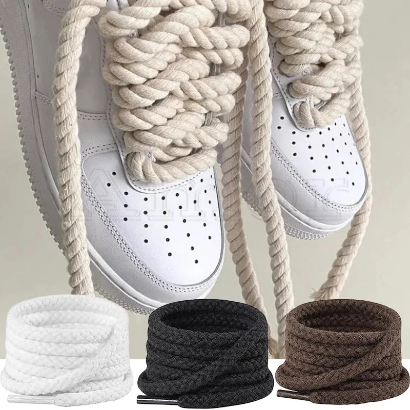 2 Pcs Personality Thicker Cotton Line Weaving Twisted Rope Shoelaces ...