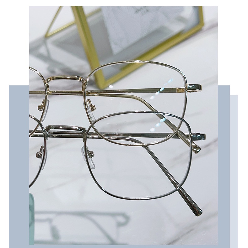 FELRES Men's Metal Full Frame Blue Light Blocking Myopia Glasses - Square Style V6061