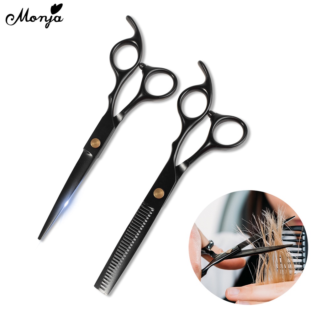 Monja Professional Hairdressing Scissors Black Stainless Steel Barber