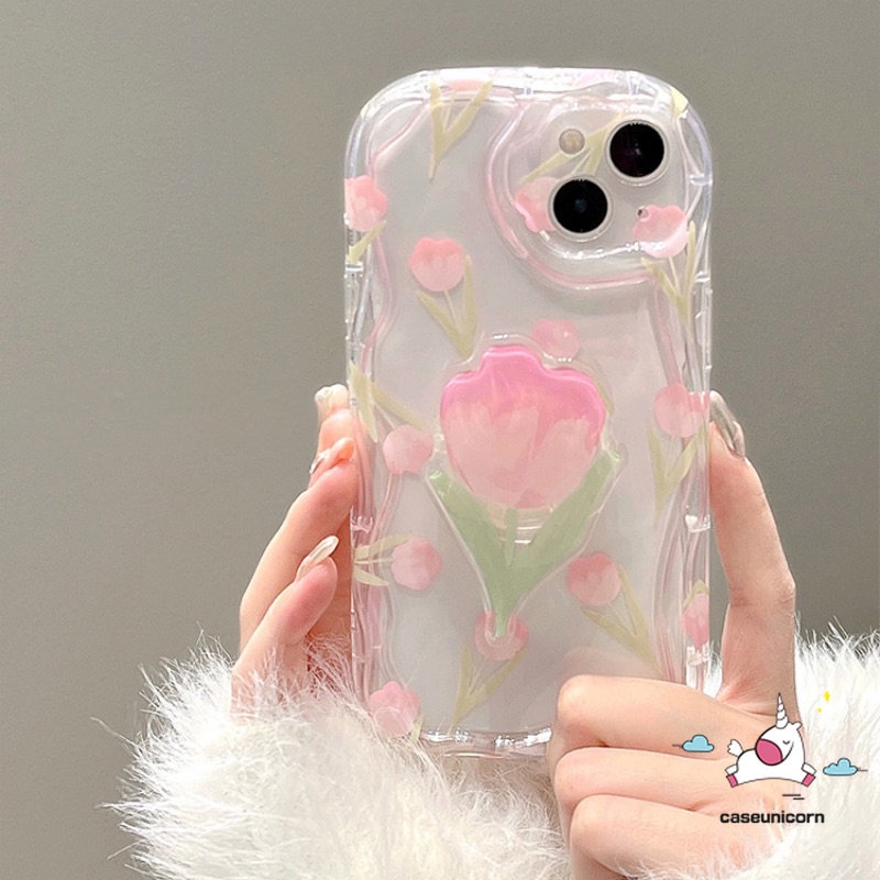 Floral 3D Wavy Curved Edge Phone Case Compatible for iPhone 11 13 14 12 ...