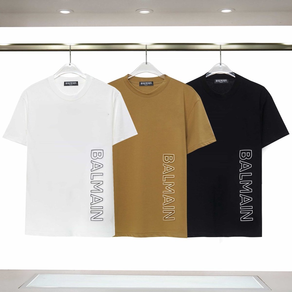 2023 New balm vertical bar letter printed short sleeve T-shirt men and ...