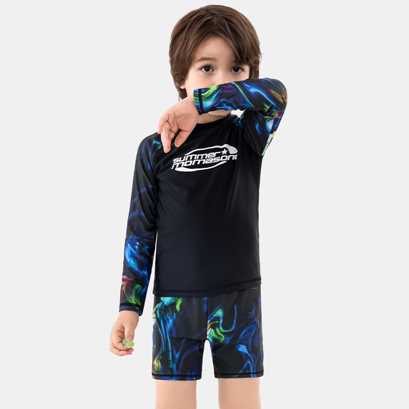 Momasong kids Boys swimming suit Long-Sleeved UPF50+Sunscreen Swimsuit ...