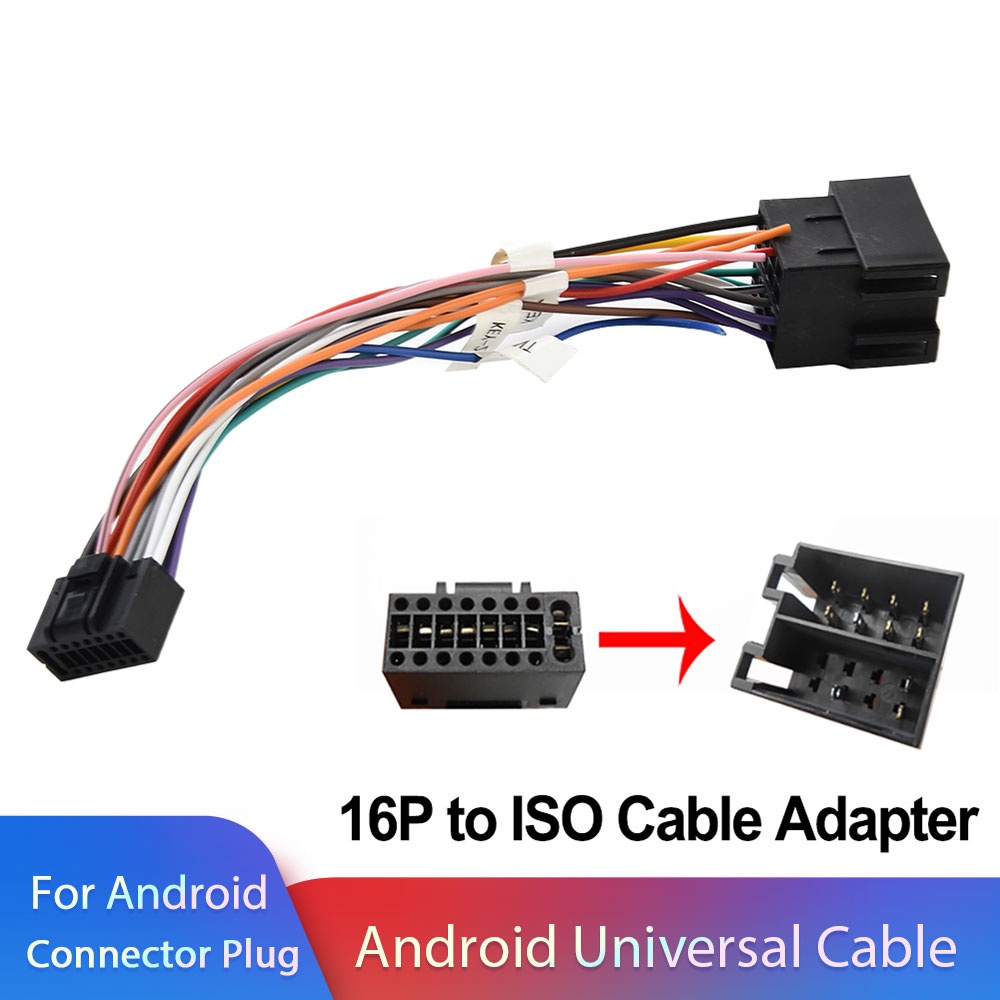 Car Head Unit Wire Harness Adapter for 2 Din Car Android Player ISO VW