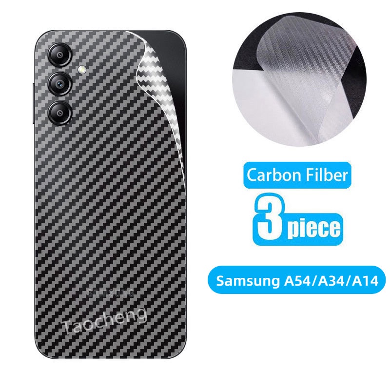 3 Pcs Back Carbon Fiber Film For Samsung Galaxy A54 A34 A24 A15 A14