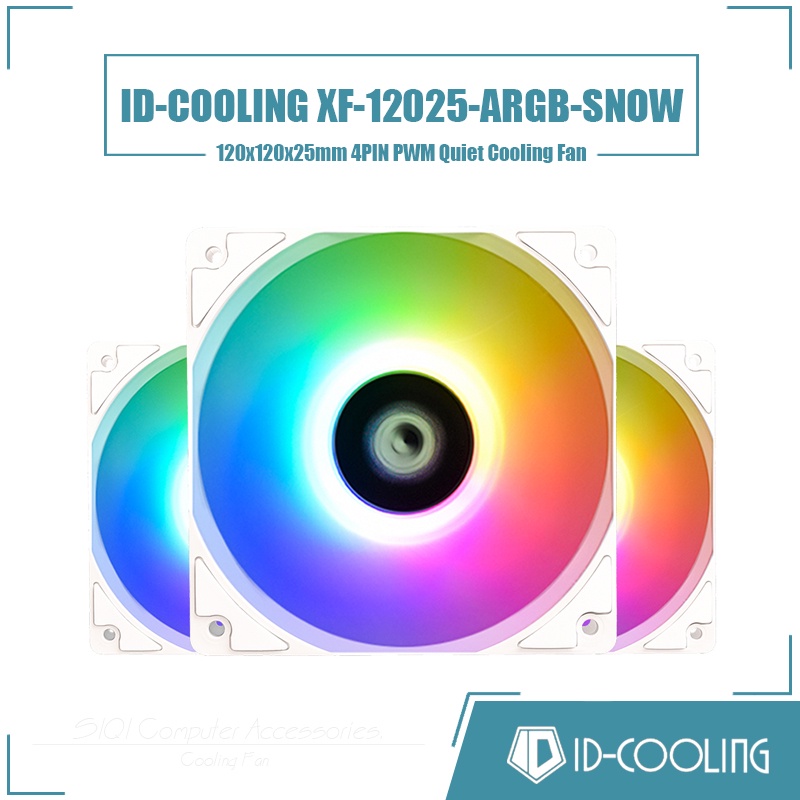 ID-COOLING XF-12025-ARGB-SNOW Case Fan 120mm Three Fan Sets 4PIN PWM ...
