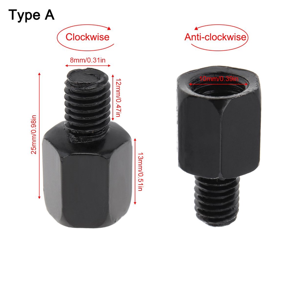 8mm to 10mm Clockwise and Counterclockwise Motorcycle Rearview Mirror