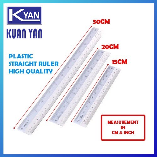 HALF WHITE PLASTIC RULER / PLASTIC RULER / PEMBARIS PLASTIK - 15CM ...