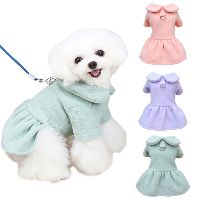 Girl Dog Clothes Winter Warm Puppy Dress Dog Skirt With D-ring For Small  Medium Dogs Chihuahua | Shopee Philippines