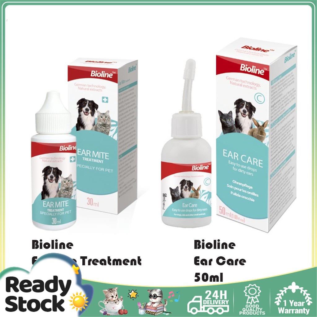 Bioline 50ML Tear Stain/Eye Care /Ear Care/Ear Mites for Dogs and Cats