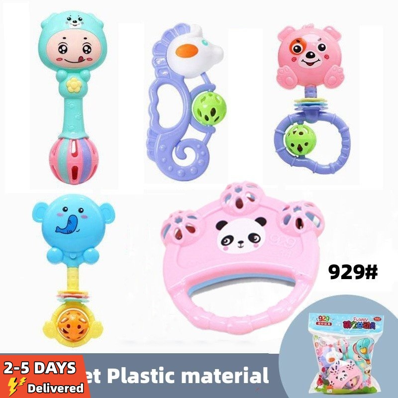 Infant Rattle Bite Teether Non Toxic Plastic Colorful Rattles Hand ...