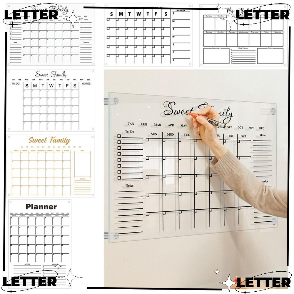 LET Whiteboard, Acrylic Reusable Monthly Calendar, Highquality