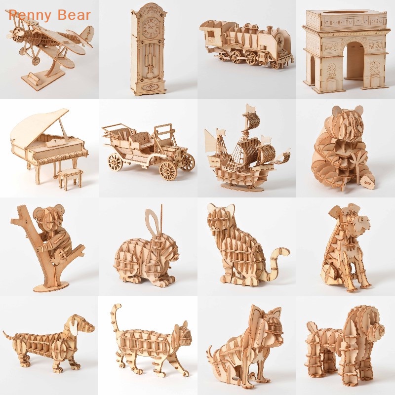 PennyBear Laser Cutg DIY Sailing Ship Train Airplane Toys 3D Puzzle Toy