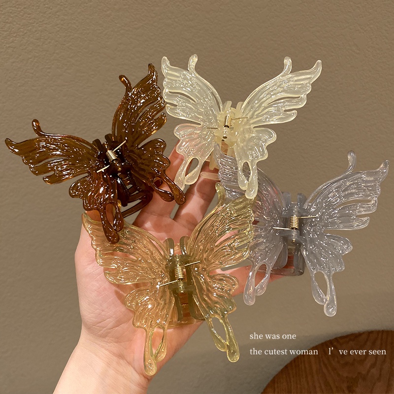 Large Acrylic 3D Butterfly Clip Hair Clip Back Head Hairpin Grips Hair ...