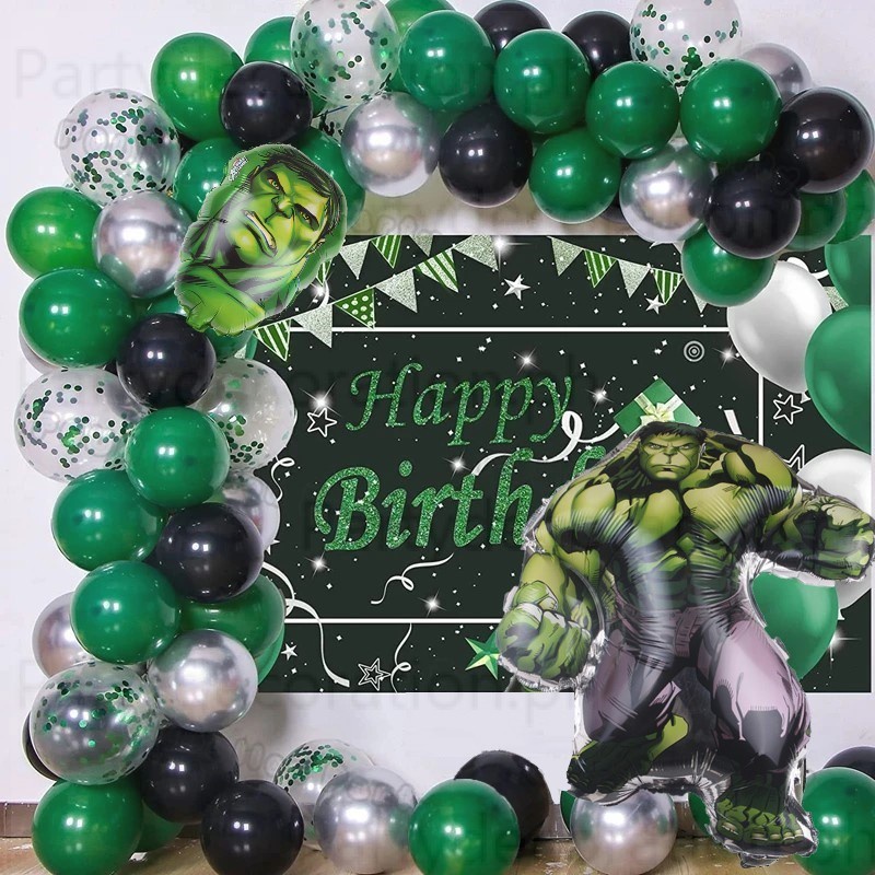 59pcs Set Superhero Hulk Spiderman Iron Man Balloon Garland Arch Kit Captain America Hulk Foil