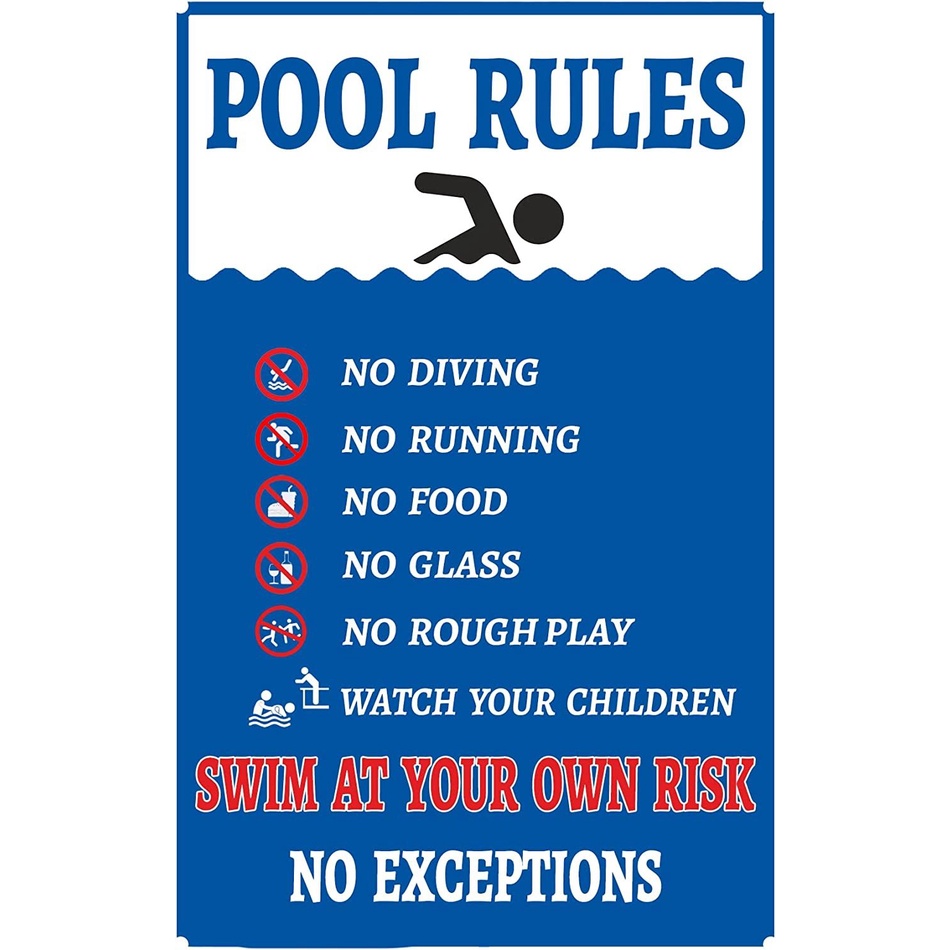 Personalized Swimming Pool Rules with Their own Risk Swimming Warning ...