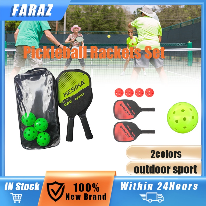 Durable Pickleball paddle Set with 2 Rackets and 4 Pickleballs Green
