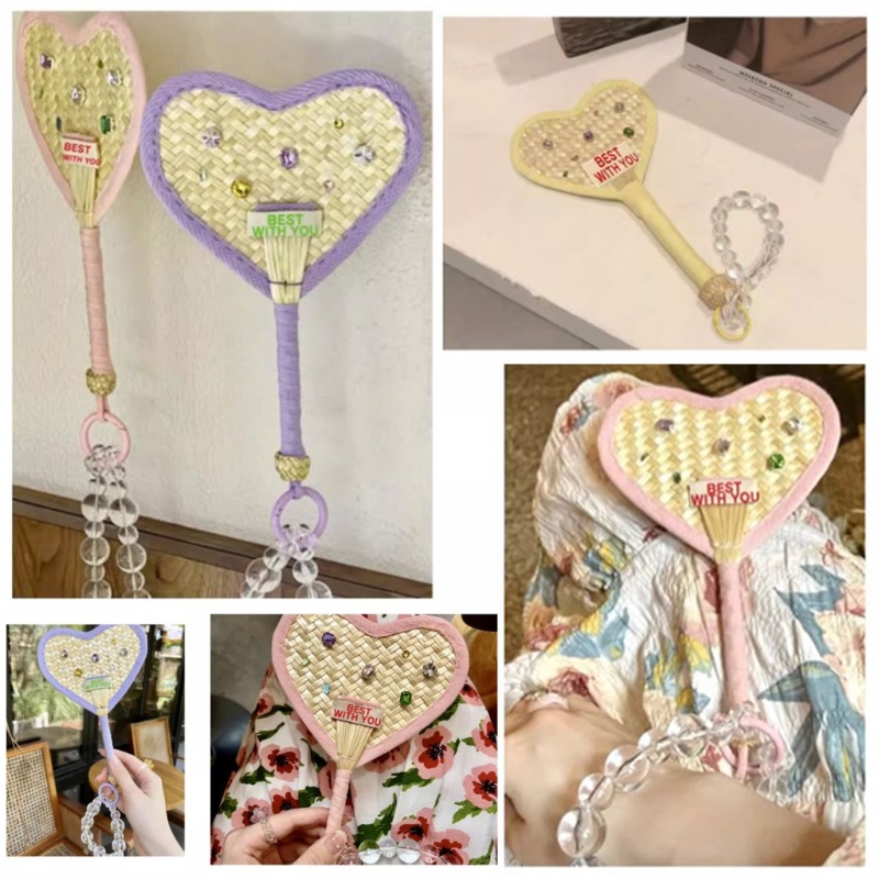 Yao Hand-made Fan Summer Cooling Fan with Beaded Pendant Bamboo