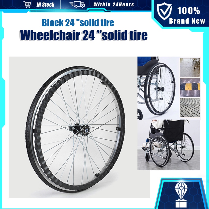 24x1 3/8 Inch Whole Wheel PU Wheelchair Tire Replacement NonPneumatic