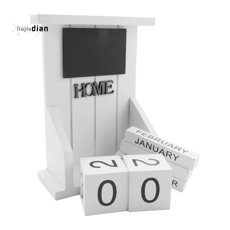Wooden Desk Block CalendarPerpetual Calendar Month Date Display Home