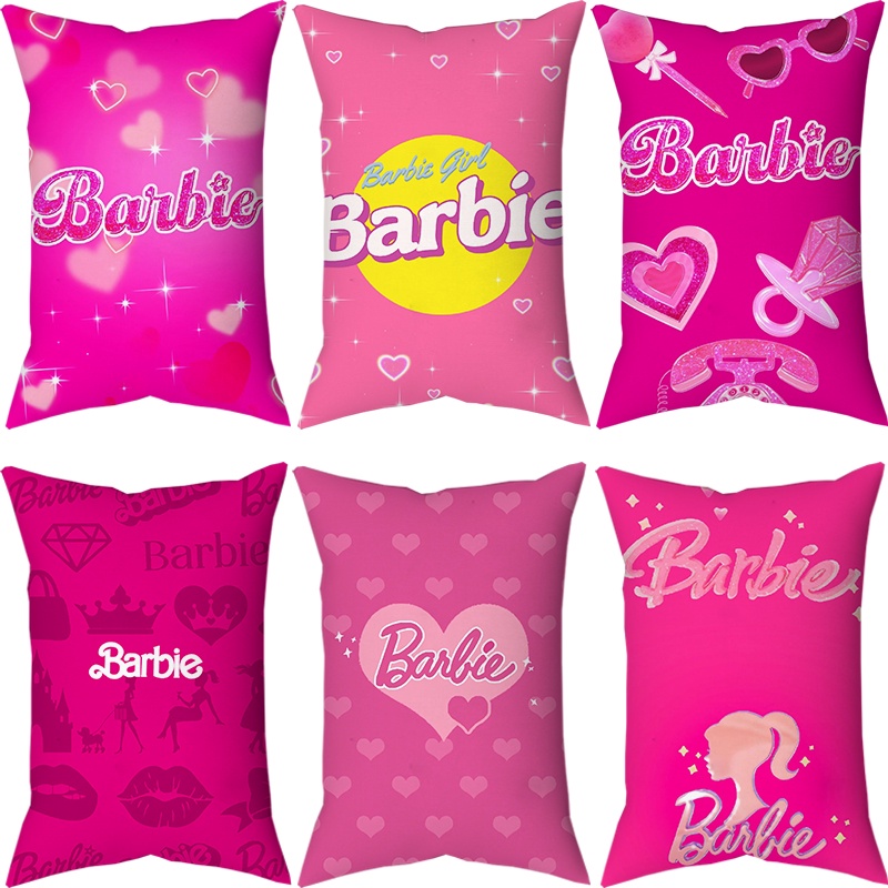 Pink Barbie Polyester Pillowcase Pink Princess Single Side Print