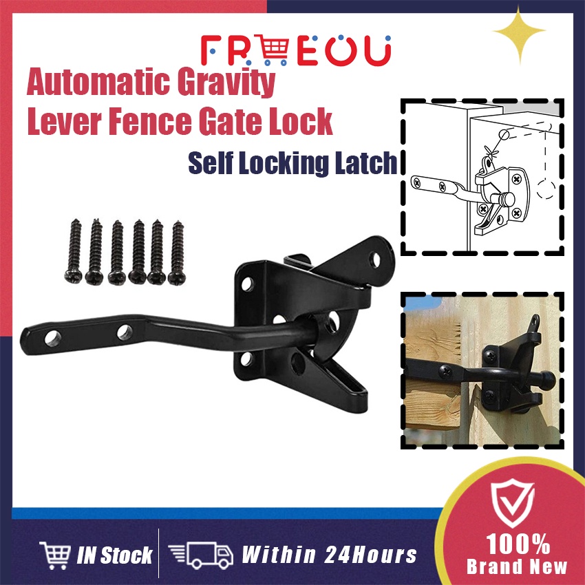 Automatic Gravity Lever Wood Fence Gate Door Latch Lock Steel Self