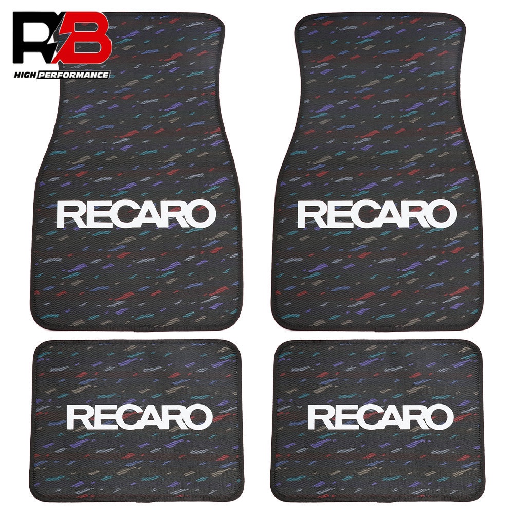4pcs HKS RECARO LE MANS Confetti Fabric Mat Rug Carpet Anti-Slip Plush ...