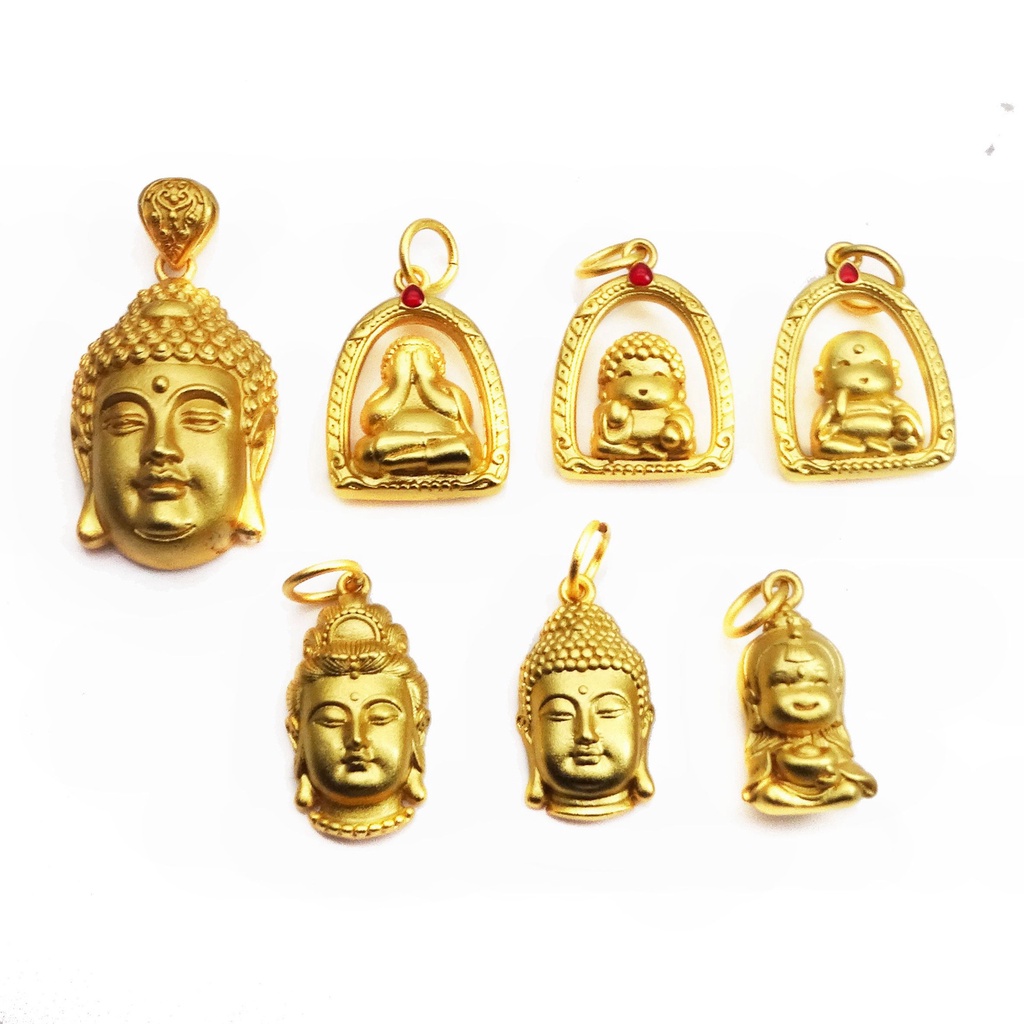 Copper plated sand gold Buddha pendant accessories Smiling Buddha