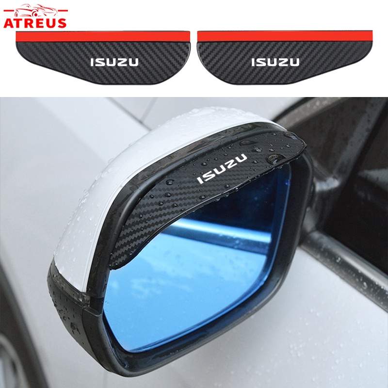 2pcs Isuzu Carbon Fiber Car Rear View Mirror Rain Eyebrow Rainproof ...