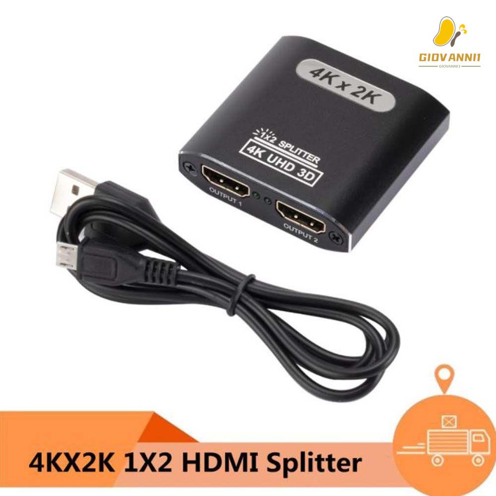 GIOVANNI1 1 to 2 4K HDMI Splitter with USB cable Switcher Box Hub Video