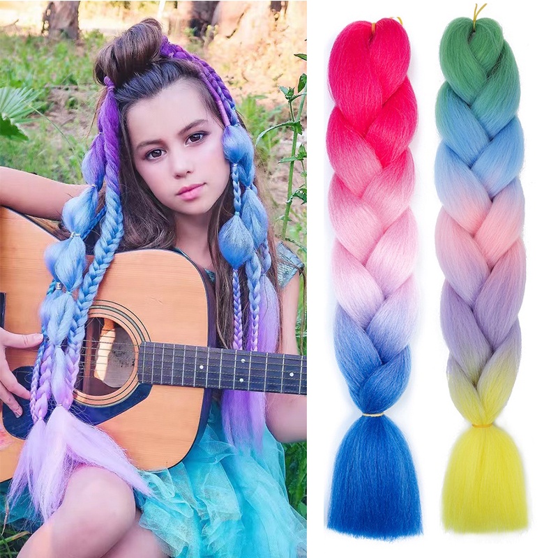 24" Synthetic Braiding Hair Ombre Braiding Hair Packs Jumbo Braid Hair