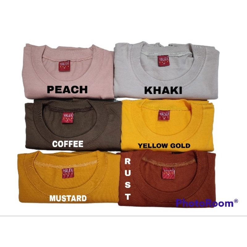 Original Yalex Plain T Shirt Round Neck For Unisex Khaki Rust Peach Coffee Mustard Yellow Gold 5889