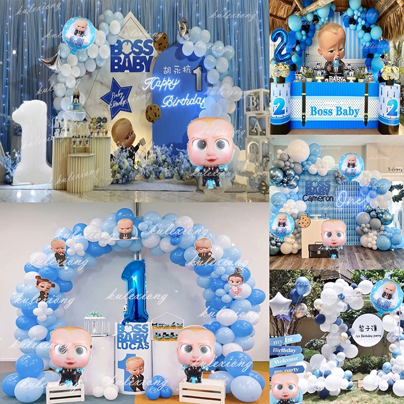 90pcs/set Blue White Latex Balloon Garland Arch Kit Baby Boss Theme ...