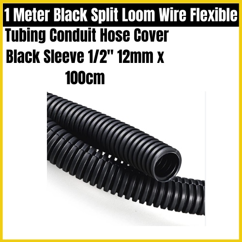 Ahfiwaso 1/2 In. 25 Ft. Black Cable Cover Flame Retardant Split Wire Loom Flexible Tubing With - Foto 2