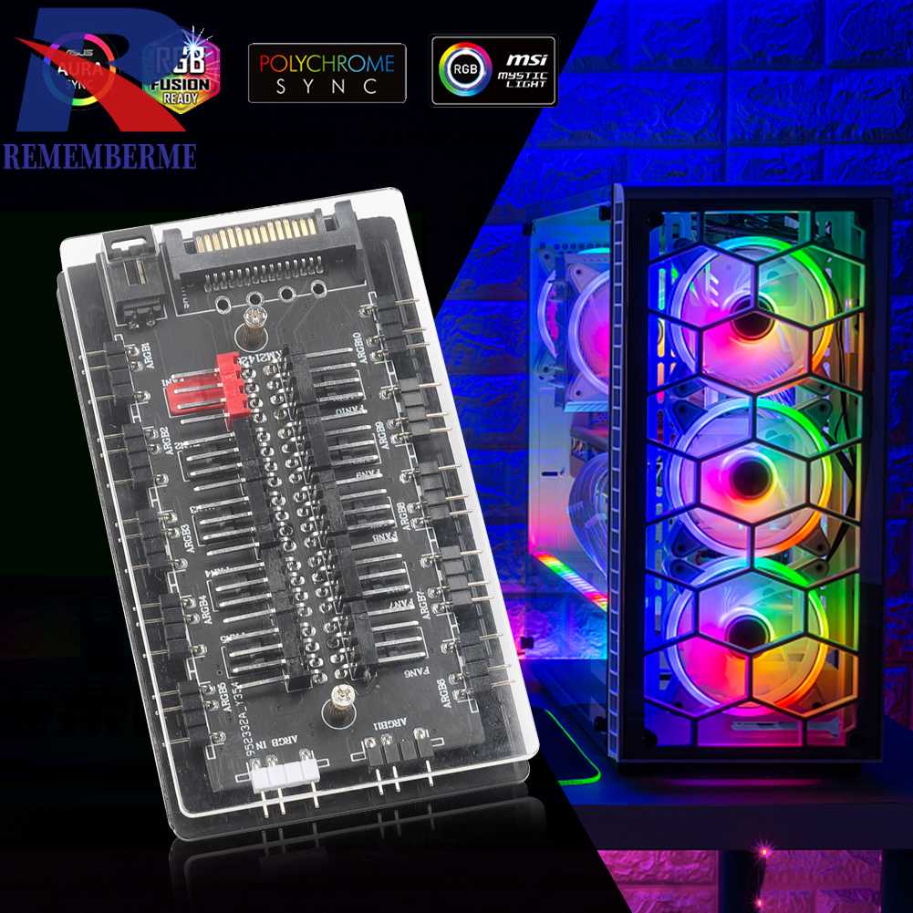 3-in-1 Cooling Fan Hub 5V 3PIN ARGB Magnetic Dual 10 Way SATA Power for ...