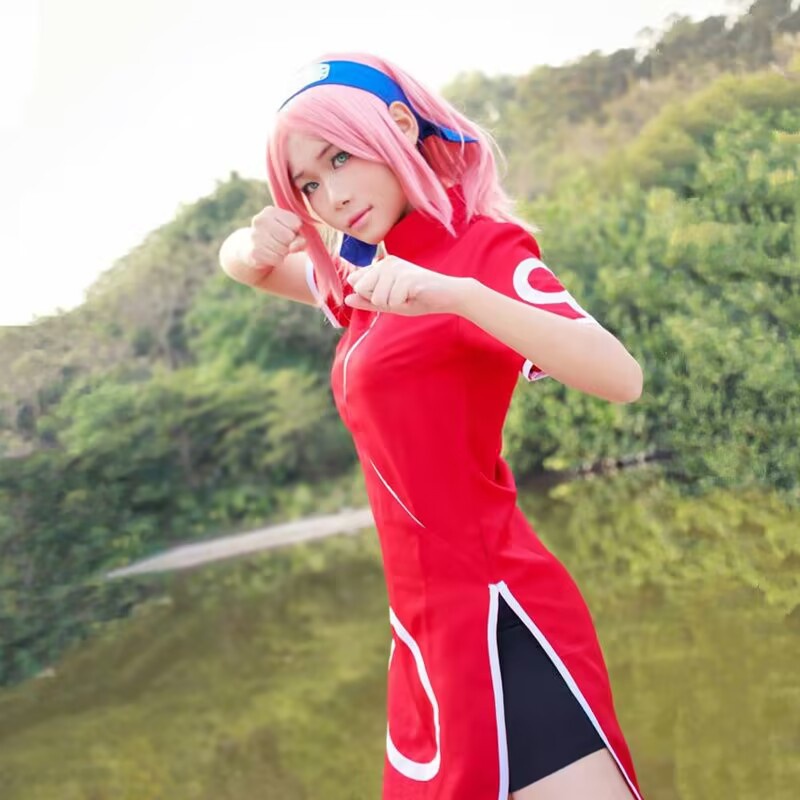 Anime Naruto Haruno Sakura Cosplay Sakura 1St Generation Cheongsam with ...