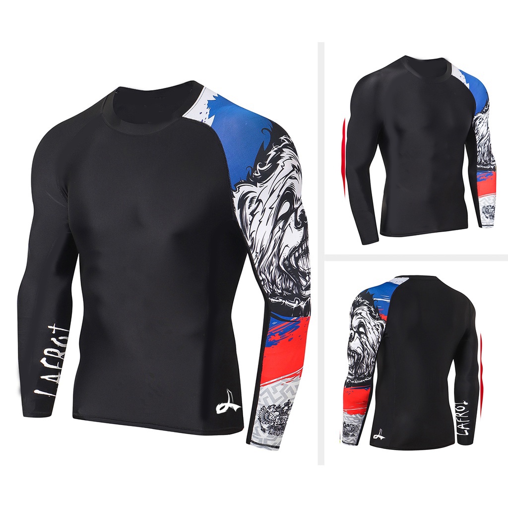 LAFROI Men's Long Sleeve SwimSuit Rush guard Fit Compression Rash Guard Sportswear Gym Clothes