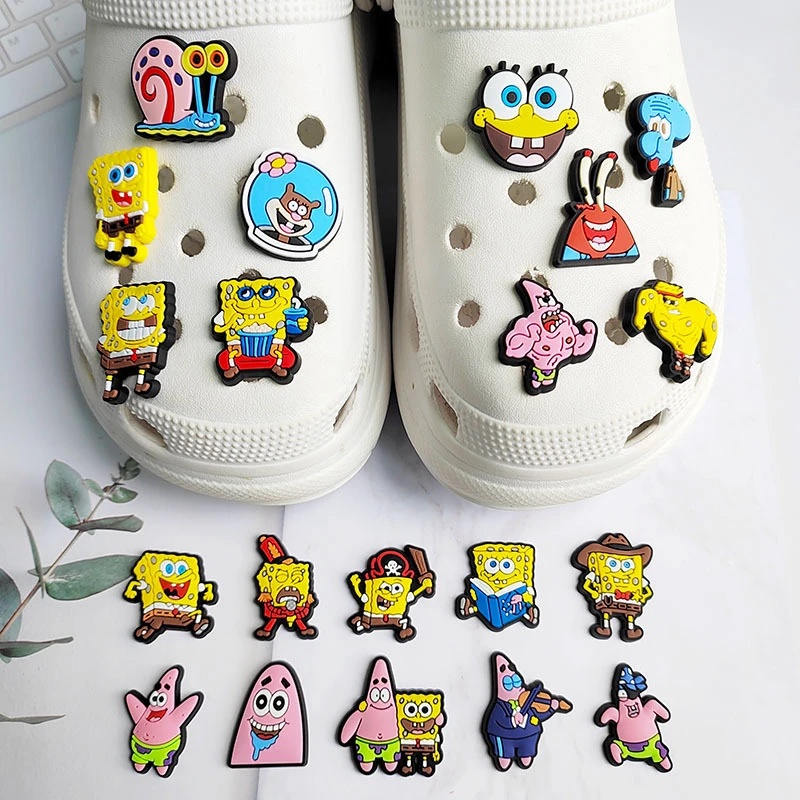 Cartoon SpongeBob Jibbitz Charm Crab Anime Jibits Crocs Snail Shoe