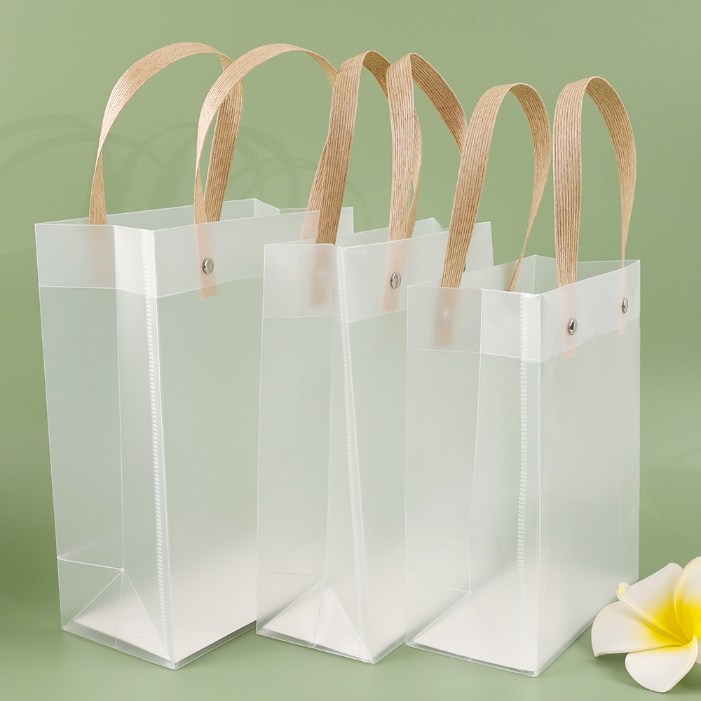 Reusable Transparent PVC Frosted PP Handbag / Christmas Gifts Packing ...