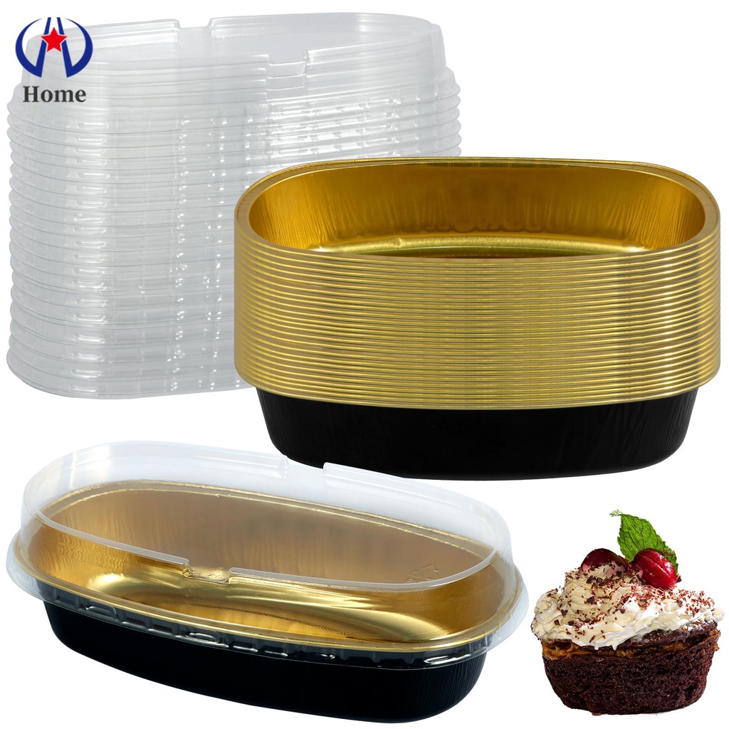 25Pcs Mini Loaf Pans with Lids 350ml Aluminum Foil Cake Container Heat
