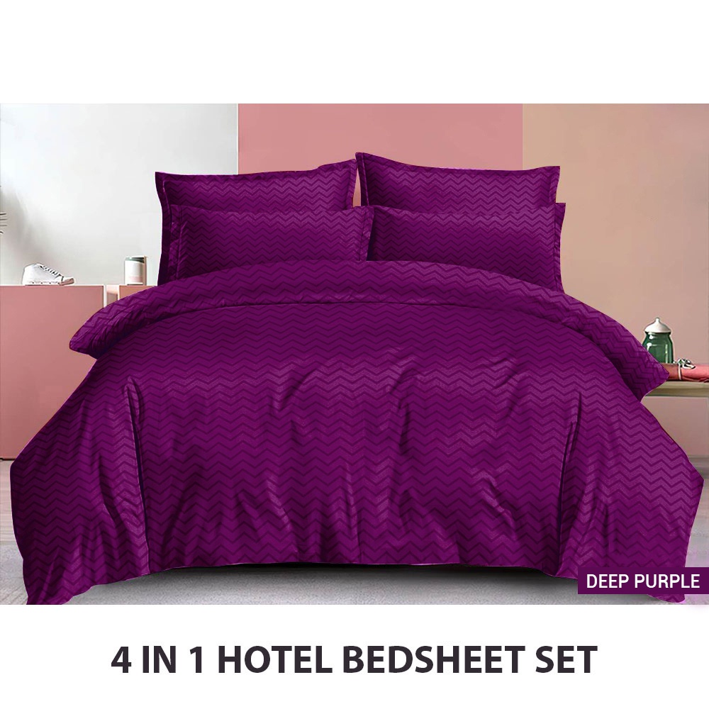 MLS 4 in1 Bed Sheet Set, 1 Fitted Bedsheet 1 Quilt Cover w/2 Pillow