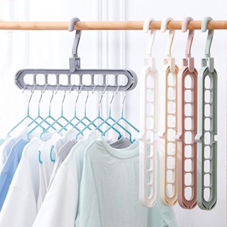 1pc Non-slip Triangle Clothes Hanger, Multifunctional 9 Holes Rotatable  Plastic Clothes Hanger, Closet Space-saving Folding Magic Hook