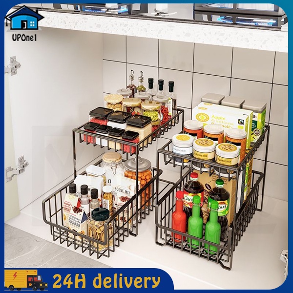 Kitchen Drawer Pullout Shelf Under Counter Storage Rack Under Sink